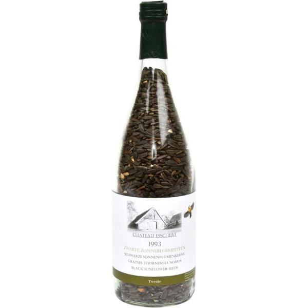 ESSCHERT DESIGN Wijnfles Gevuld Met Zwarte Zonnebloempitten