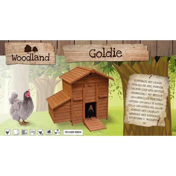Woodland Kippenhok Goldie Bruin 121 × 81,6 × 109 Cm - Afbeelding 3
