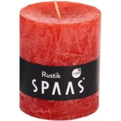Rustieke Cilinderkaars Rood - 30 Uren