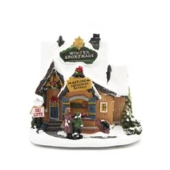 Kersttafereel Winter Sporthaus - 19.5 × 13 × 17,5 Cm