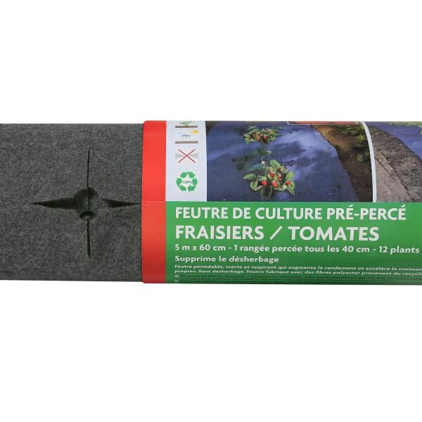 Gronddoek Vilt Met Openingen Voor Tomaten En Aardbeien - 60 Cm X 5 M - Afbeelding 3