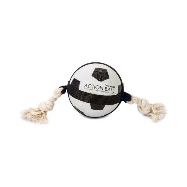 Hondenspeelgoed Action Voetbal Met Touw - 12,5 Cm