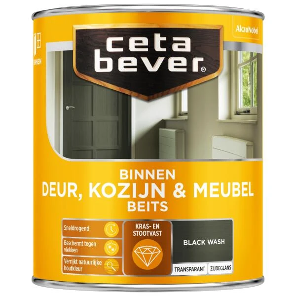Cetabever Binnenbeits Deur, Kozijn & Meubel Transparant Zijdeglans, Black Wash - 750 Ml