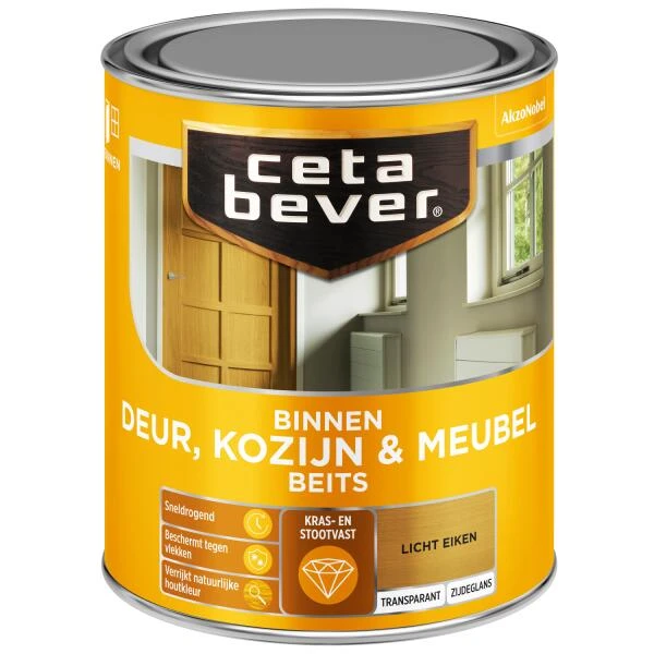 Cetabever Binnenbeits Deur, Kozijn & Meubel Transparant Zijdeglans, Licht Eiken - 750 Ml