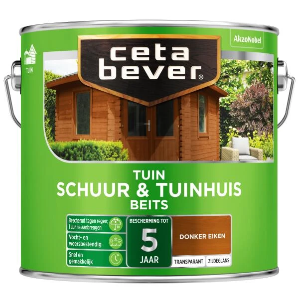 Cetabever Tuinbeits Schuur & Tuinhuis Transparant, Donker Eiken - 2,5 L