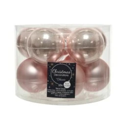 Kerstballen Glas Ø 6 Cm - Poeder Roze - Set Van 10 Stuks