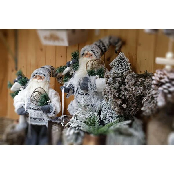 Kerstman Staand Grijs 60 Cm - Afbeelding 2