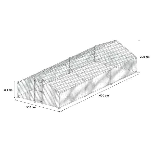 Kippenren Doerak, Gegalvaniseerd 18 M² - 6 × 3 × 2 M - Afbeelding 2