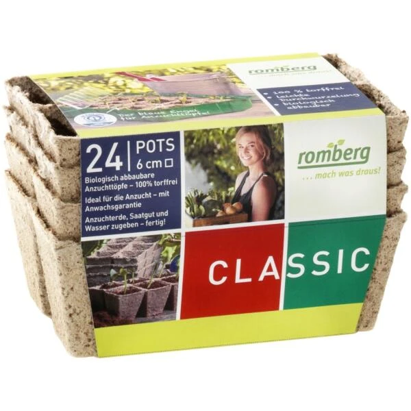 Vezelpotjes Vierkant Biologisch Afbreekbaar - 6 × 6 Cm - Set Van 24 Stuks - Afbeelding 2