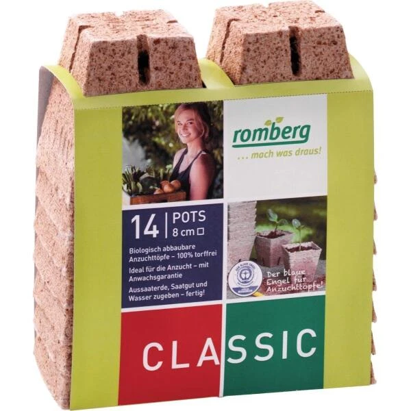 Vezelpotjes Vierkant Biologisch Afbreekbaar - 8 × 8 Cm - Set Van 14 Stuks - Afbeelding 2
