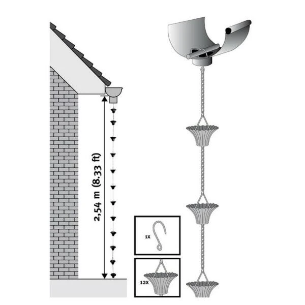 ESSCHERT DESIGN Regenketting Verkoperd Met 12 Emmertjes - Afbeelding 3