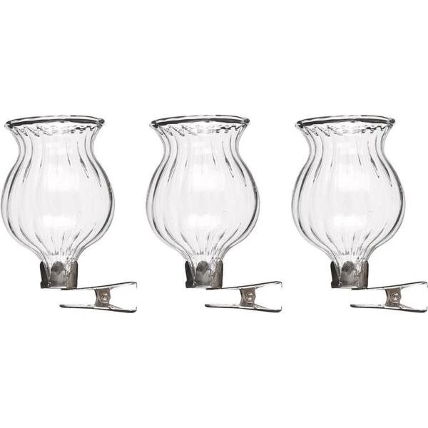MICA Glazen Vaasjes Met Bevestigingsclip - Set Van 3 Stuks