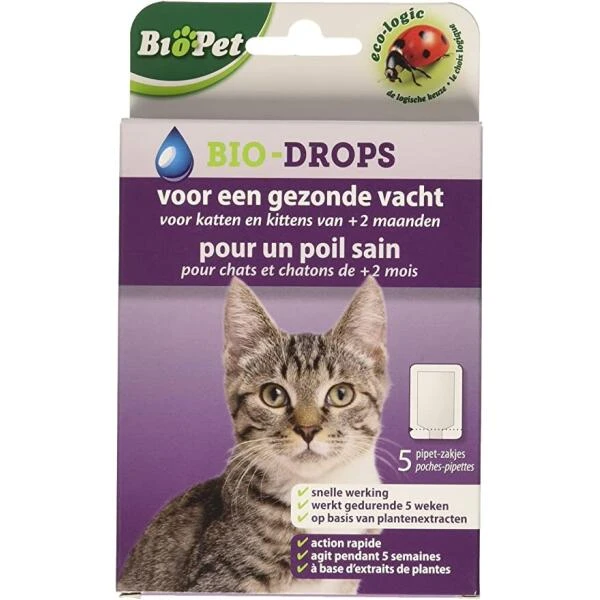 BSI Verzorgingsdruppels Voor Katten - Bio Drops - Set Van 5 Stuks