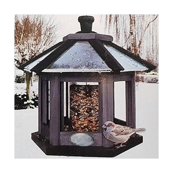 Vogelvoederhuis Met Ingebouwde Zadensilo - Zeskant - Afbeelding 4